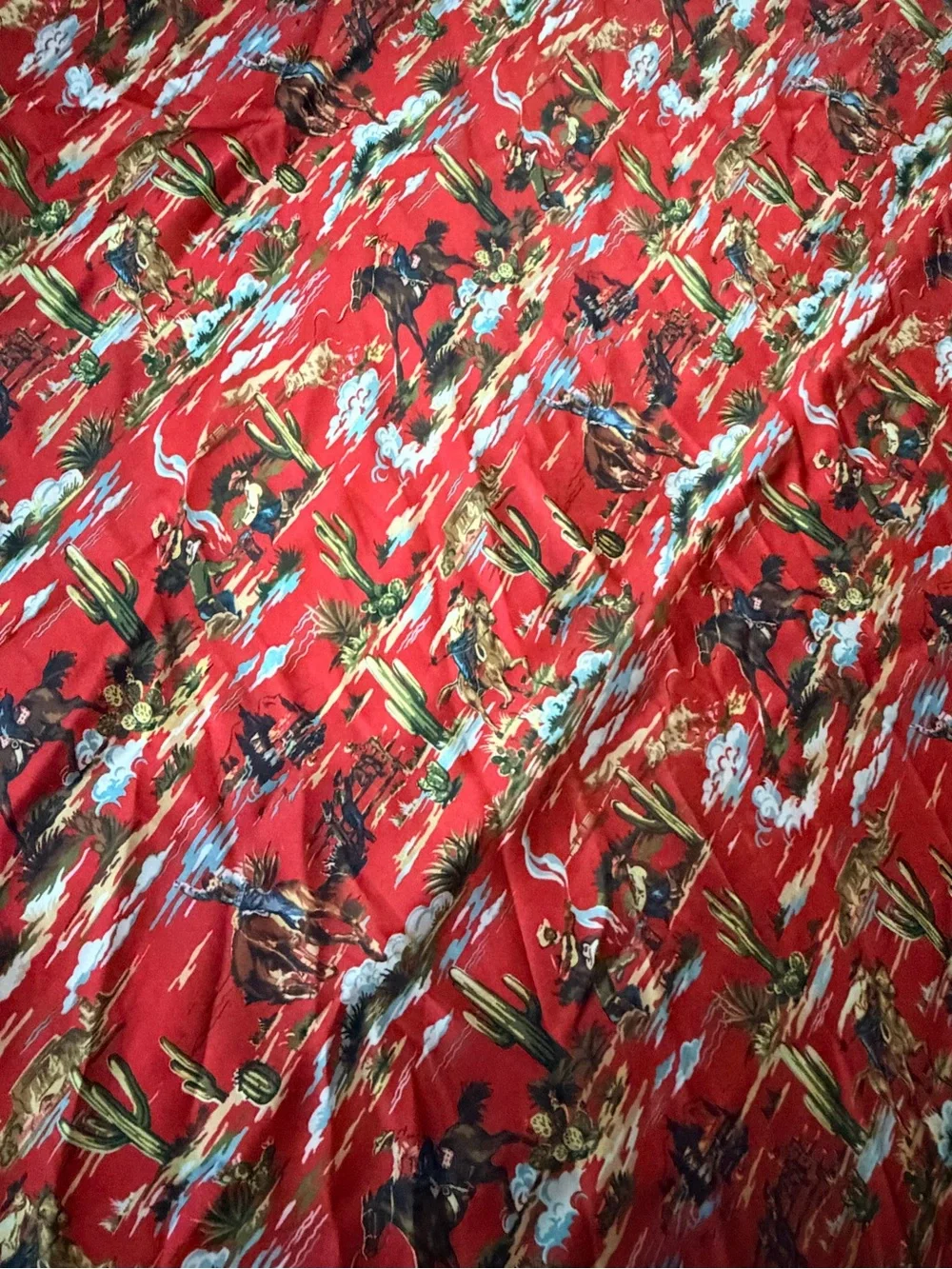 Red Silk Western Cowboy “Wild Rag” Scarf - Women Accessories